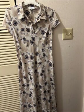 Floral Cream Maxi Dress with Lavender Print